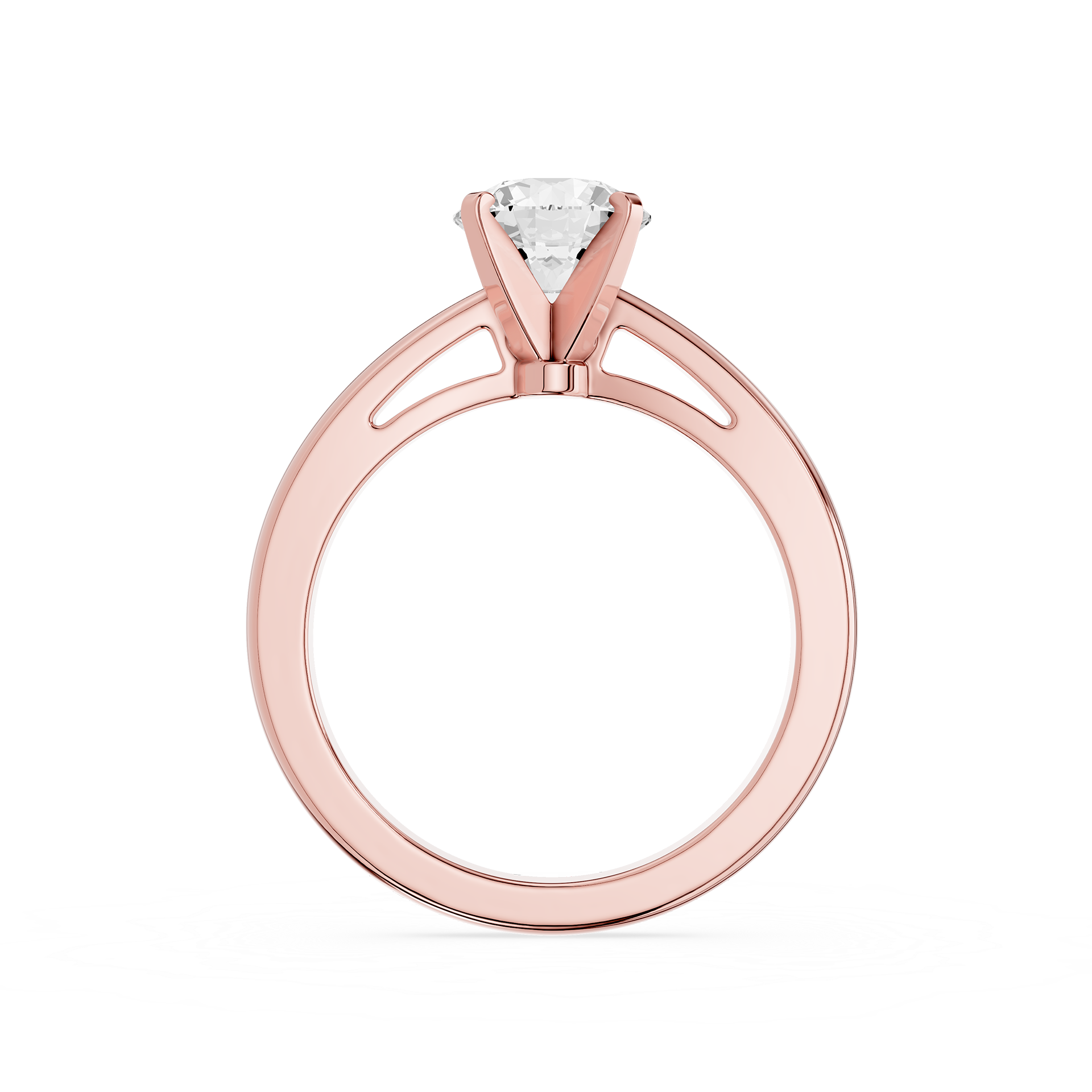 Round Lab Diamond Split Shank Solitaire Ring