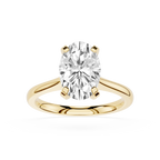 Gold ring with a large diamond on a white background