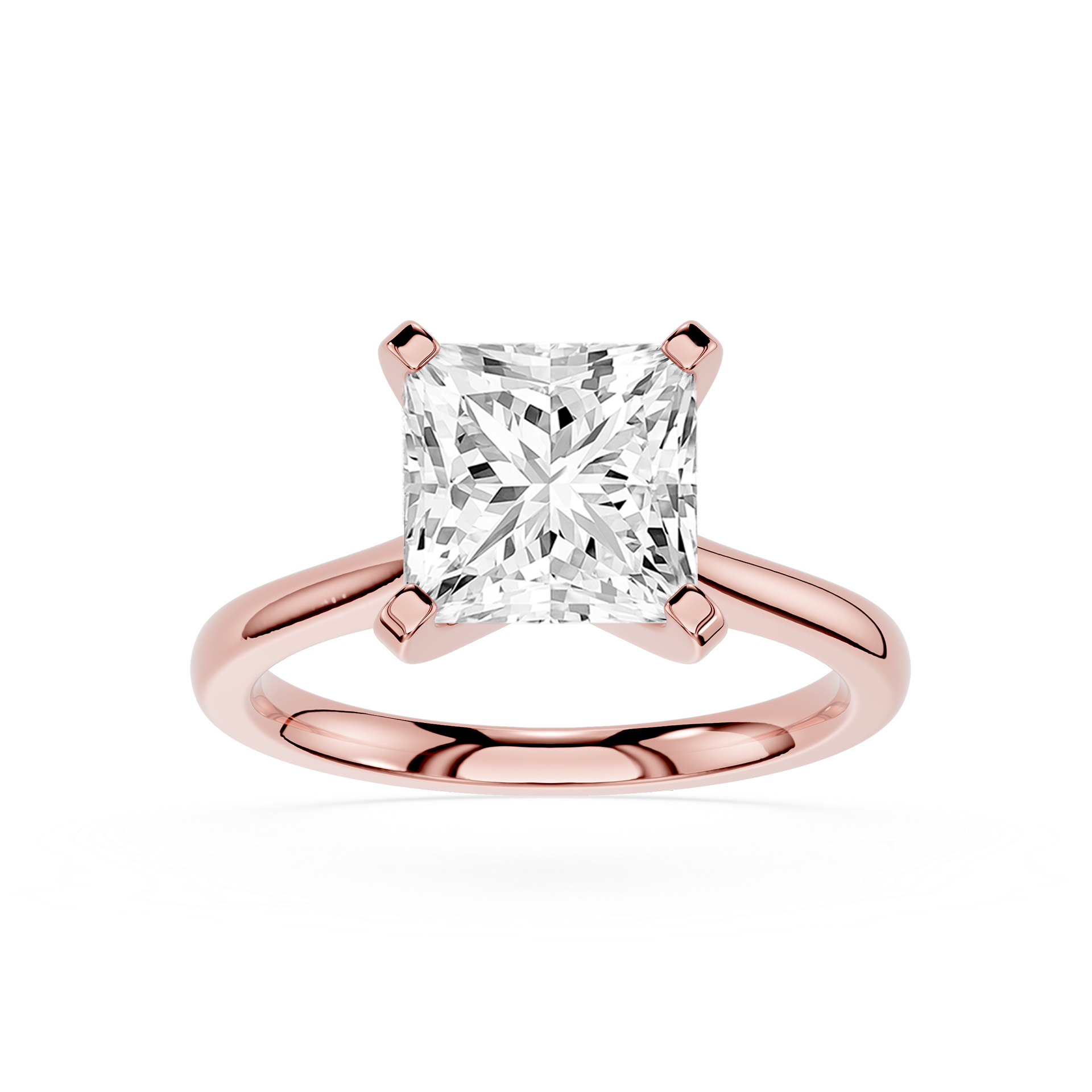 Princess Cut Lab Diamond Four Prong Solitaire Ring
