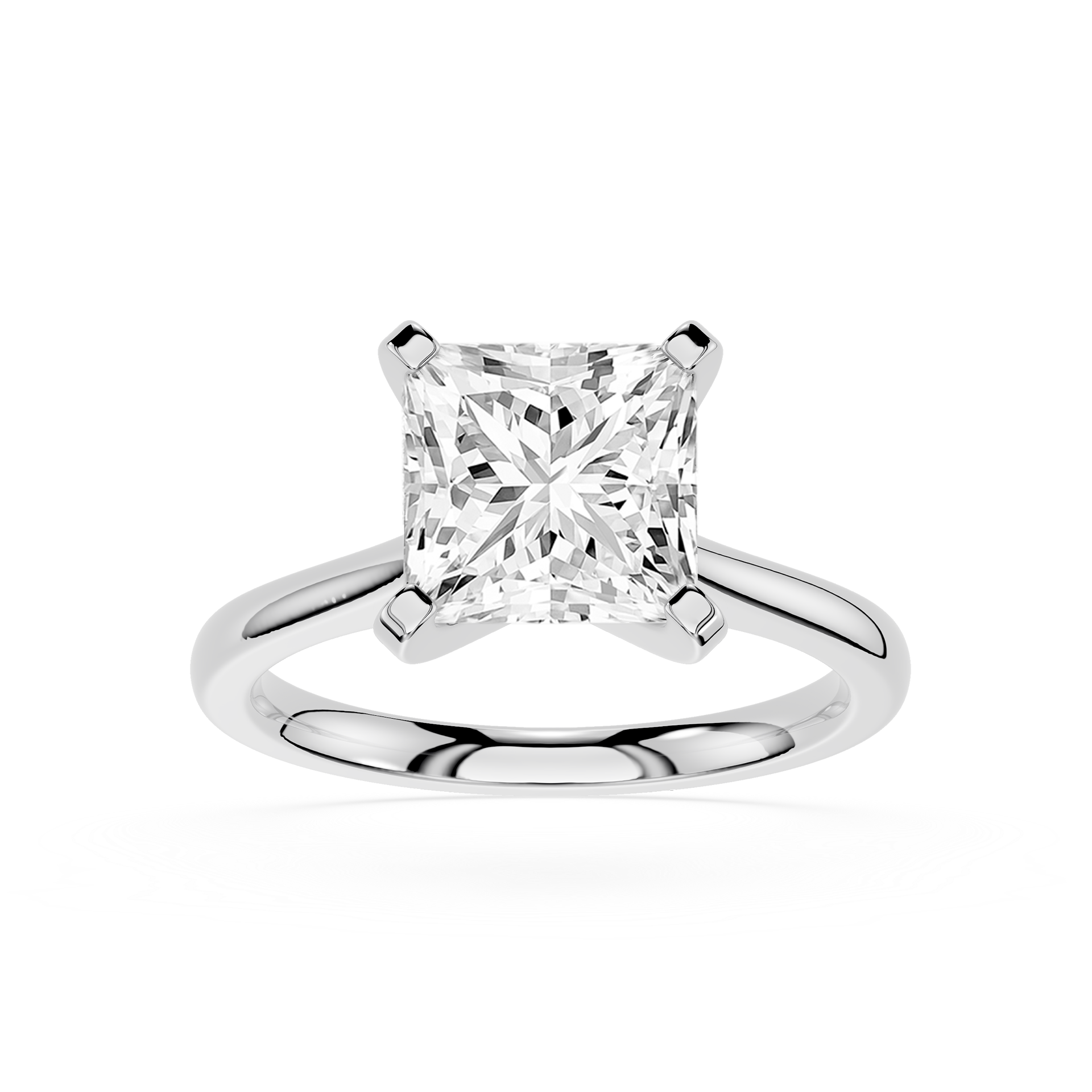 Princess Cut Lab Diamond Four Prong Solitaire Ring