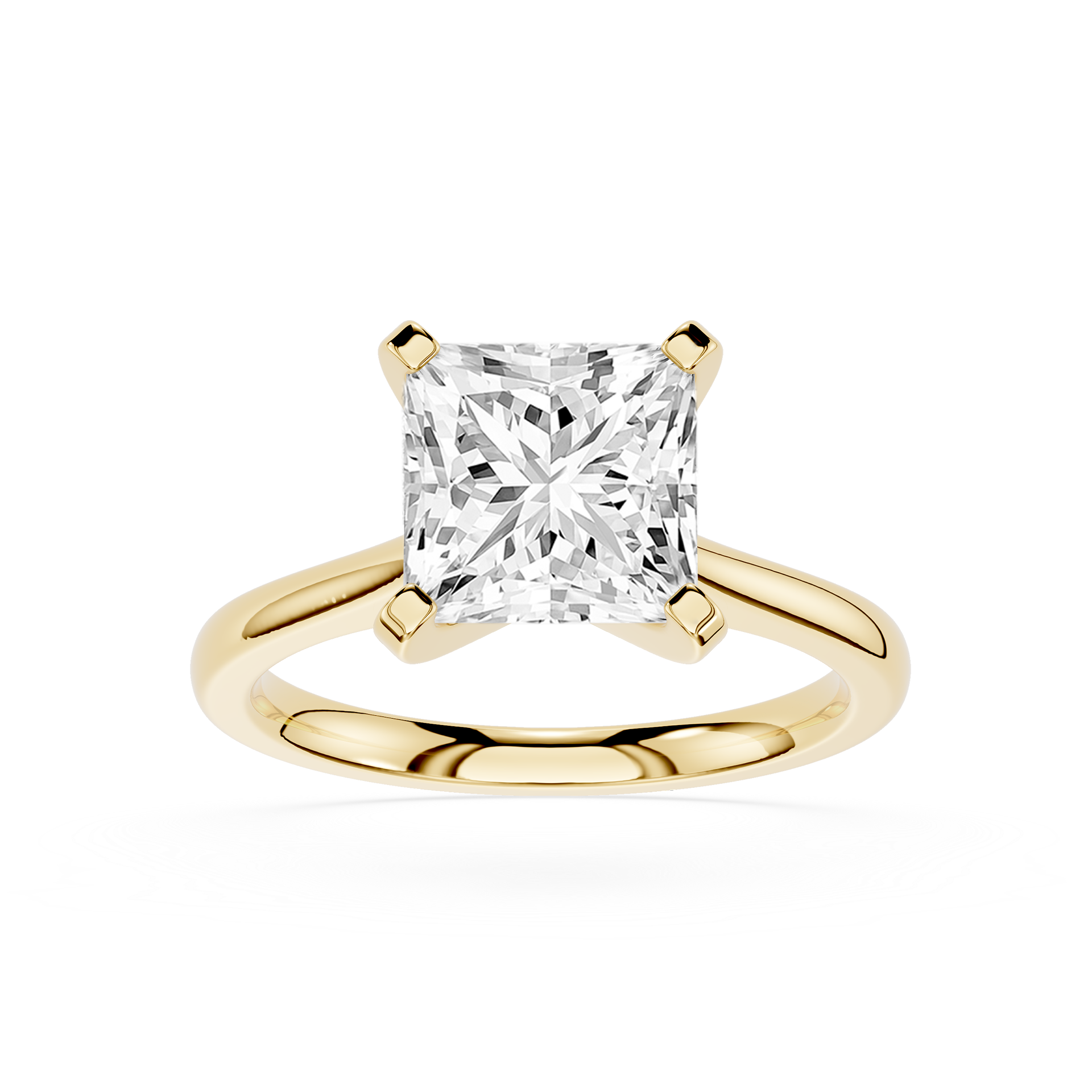 Princess Cut Lab Diamond Four Prong Solitaire Ring
