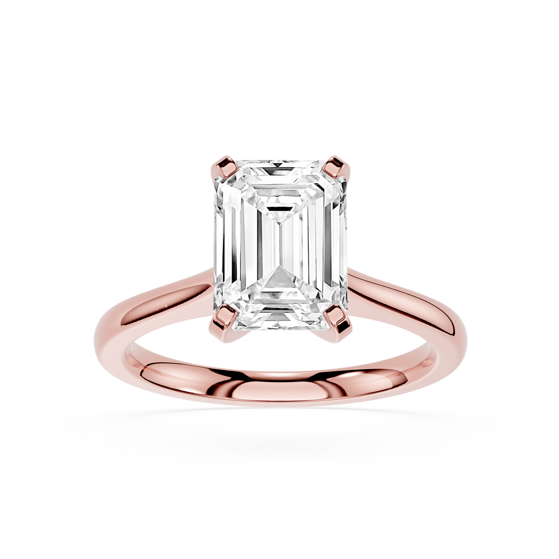 Emerald Cut Lab Diamond Four Prong Solitaire Ring