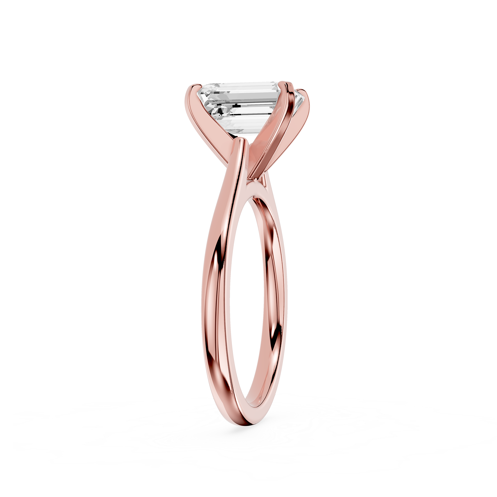Emerald Cut Lab Diamond Four Prong Solitaire Ring