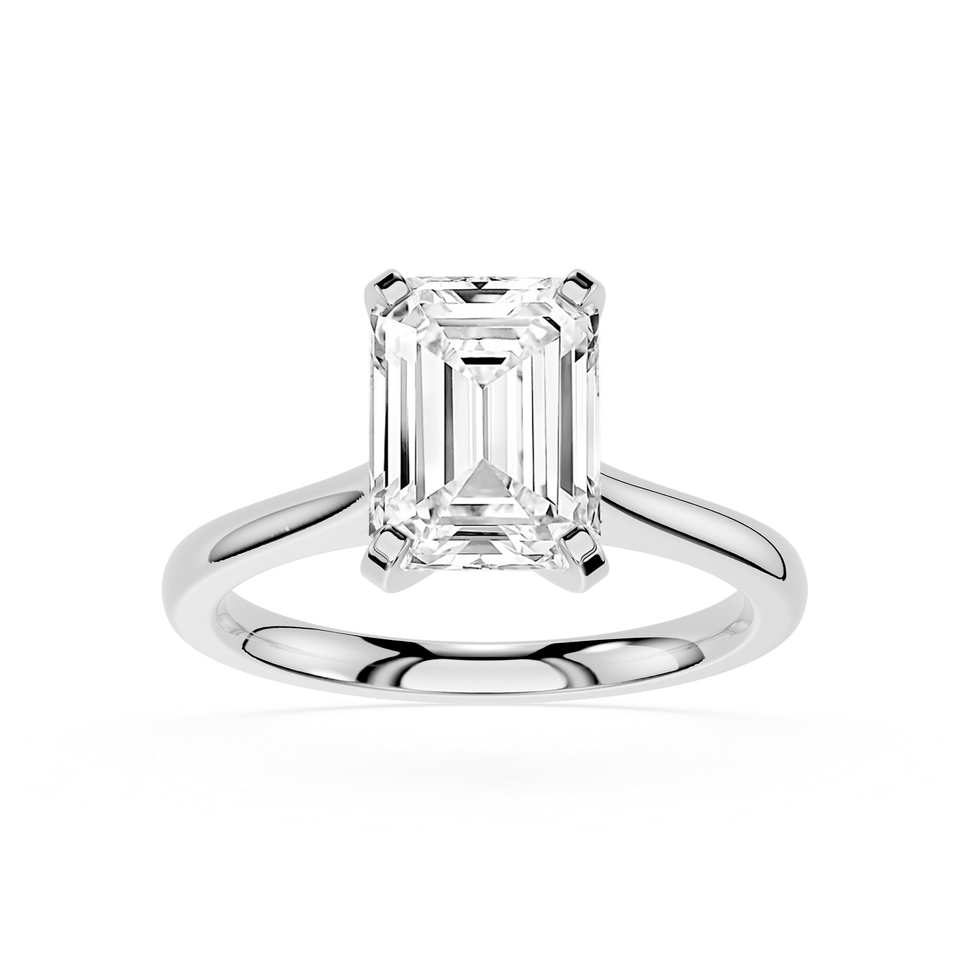 Emerald Cut Lab Diamond Four Prong Solitaire Ring