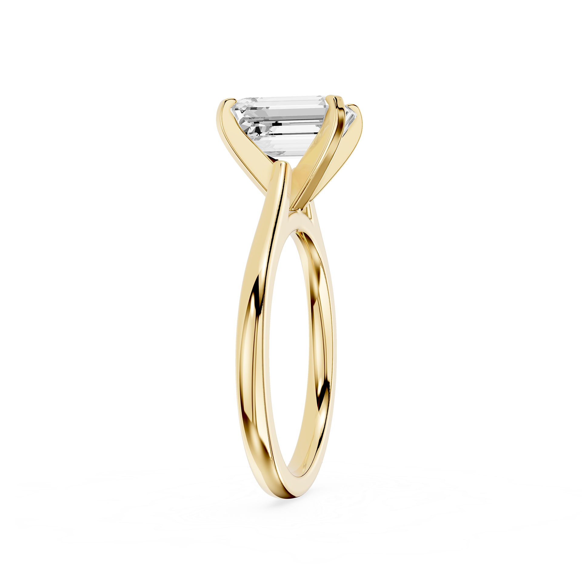 Emerald Cut Lab Diamond Four Prong Solitaire Ring