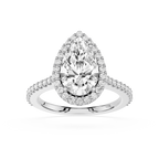 Pear Cut Lab Diamond Halo Engagement Ring Pave Band