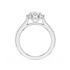 Pear Cut Lab Diamond Halo Engagement Ring Pave Band