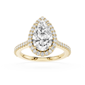 Pear Cut Lab Diamond Halo Engagement Ring Pave Band