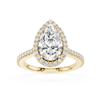 Pear Cut Lab Diamond Halo Engagement Ring Pave Band
