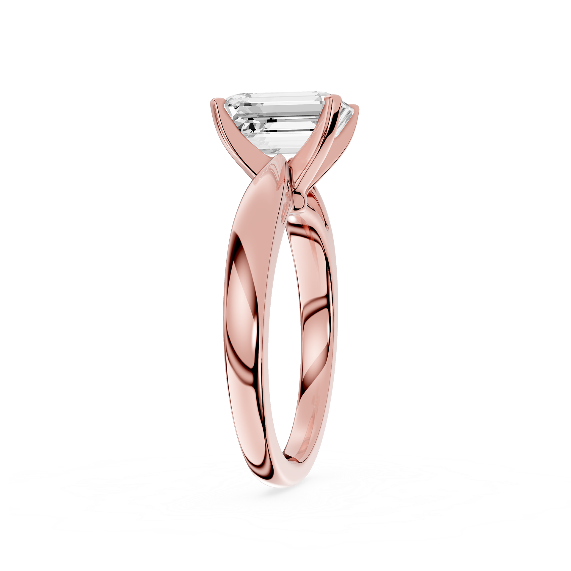 Emerald Cut Lab Diamond Split Shank Solitaire Ring