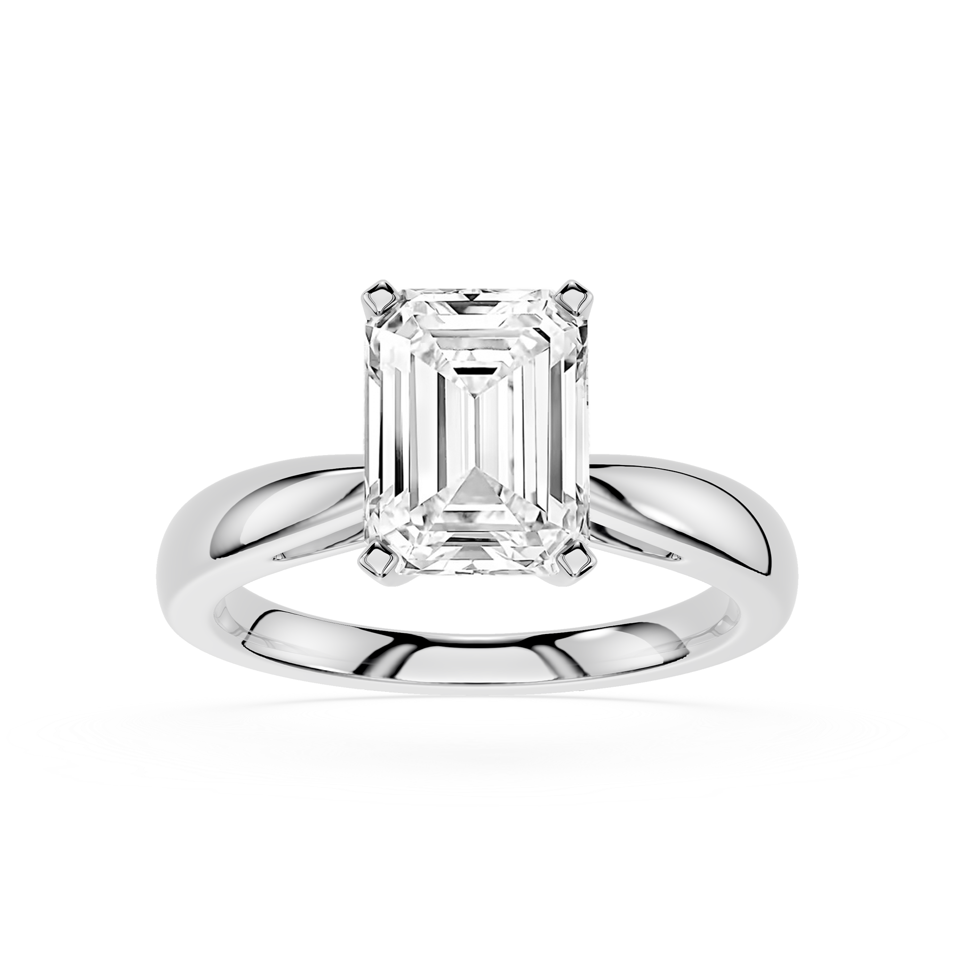 Emerald Cut Lab Diamond Split Shank Solitaire Ring