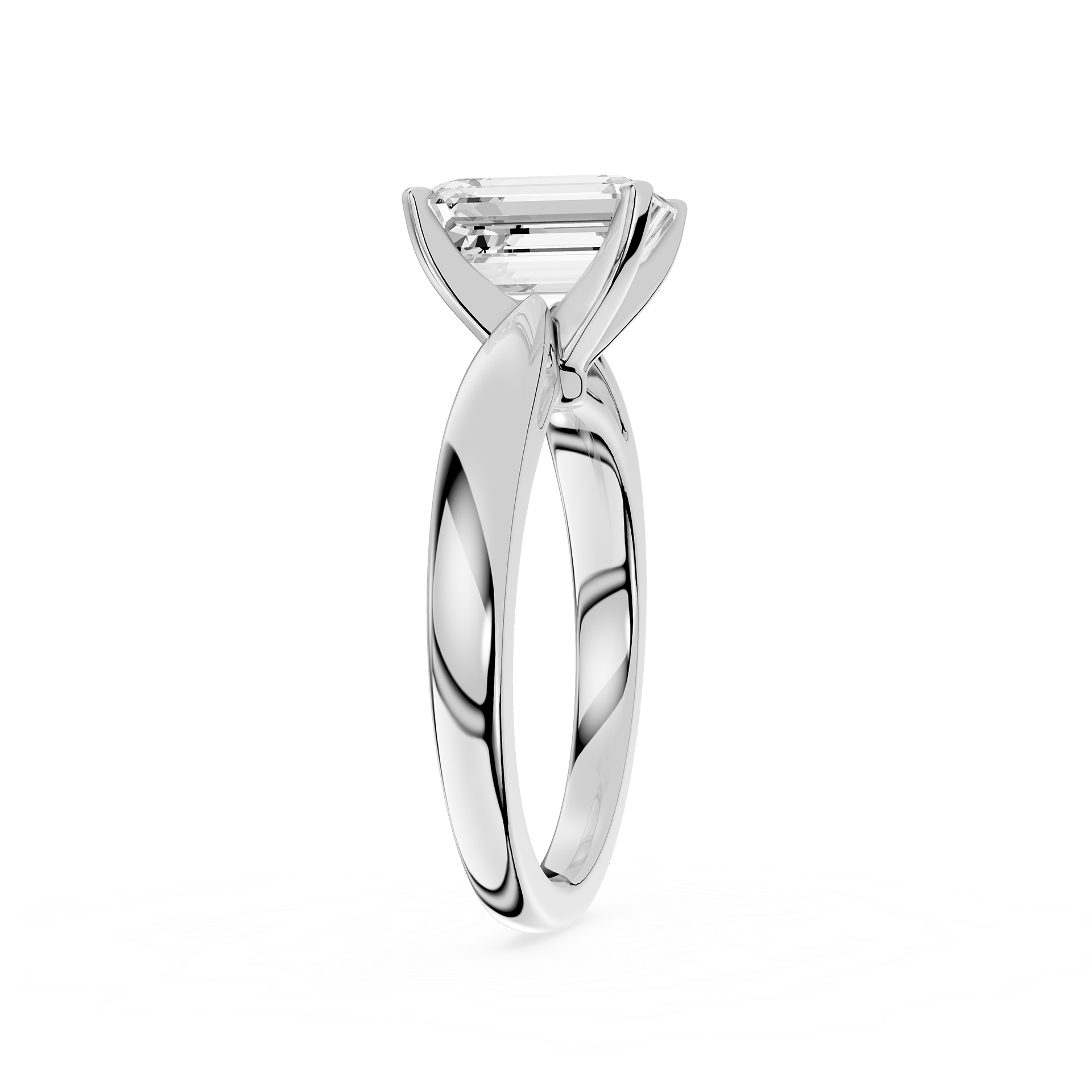 Emerald Cut Lab Diamond Split Shank Solitaire Ring