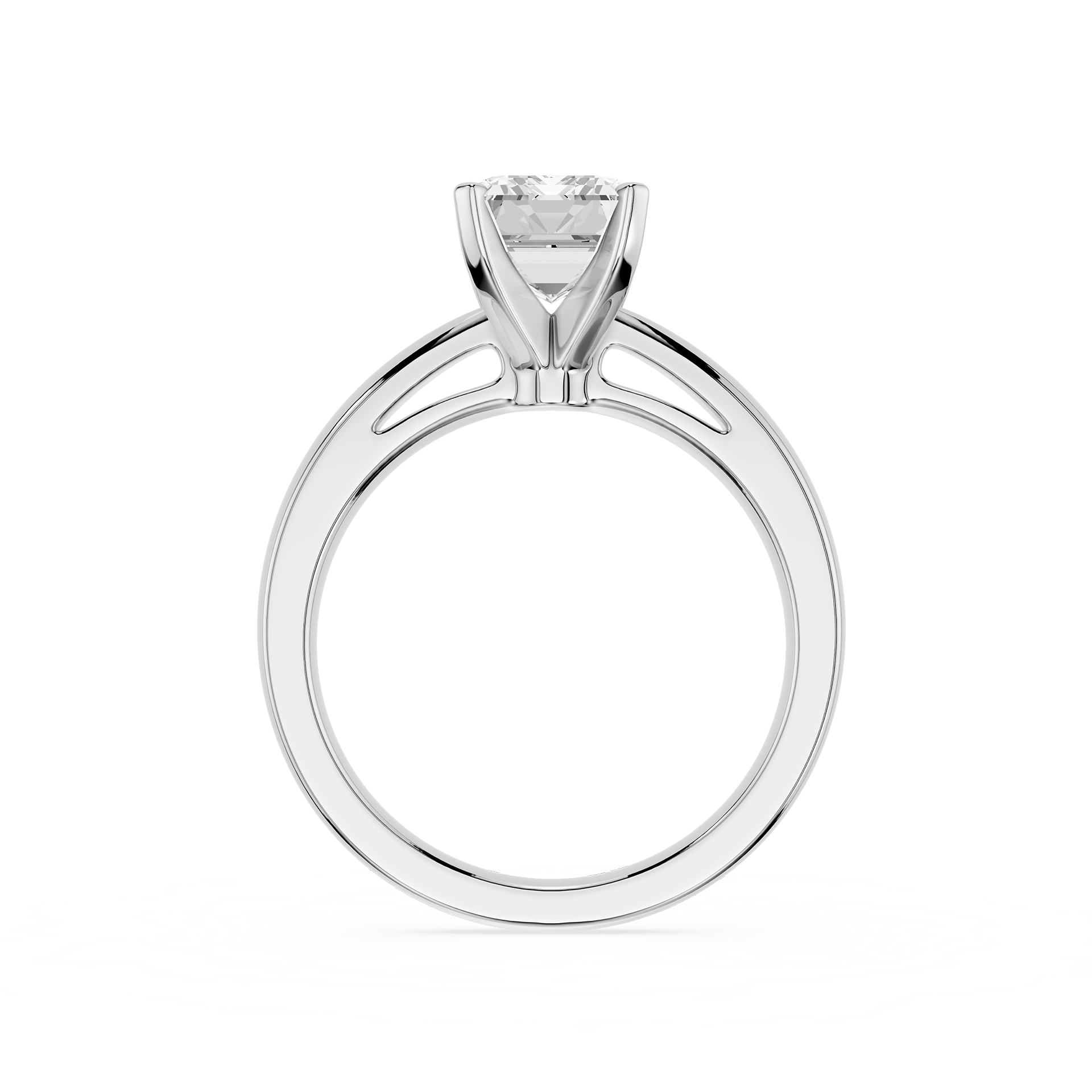 Emerald Cut Lab Diamond Split Shank Solitaire Ring