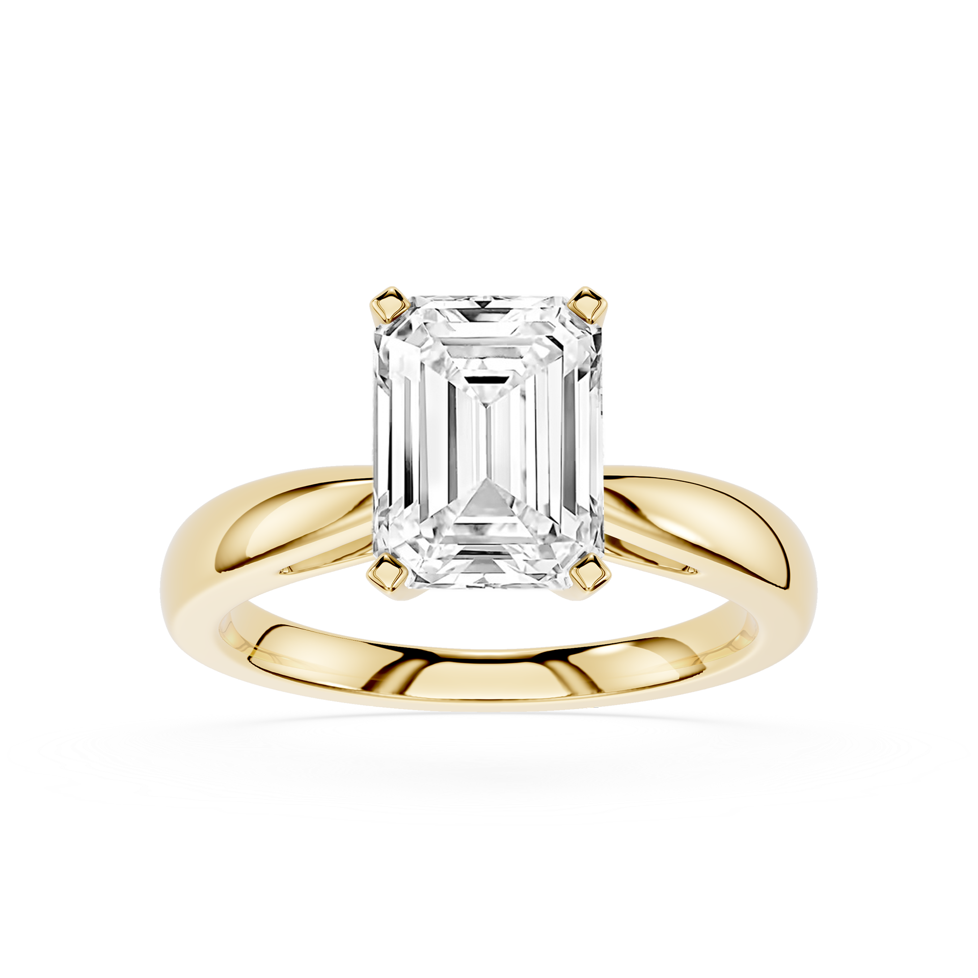 Emerald Cut Lab Diamond Split Shank Solitaire Ring