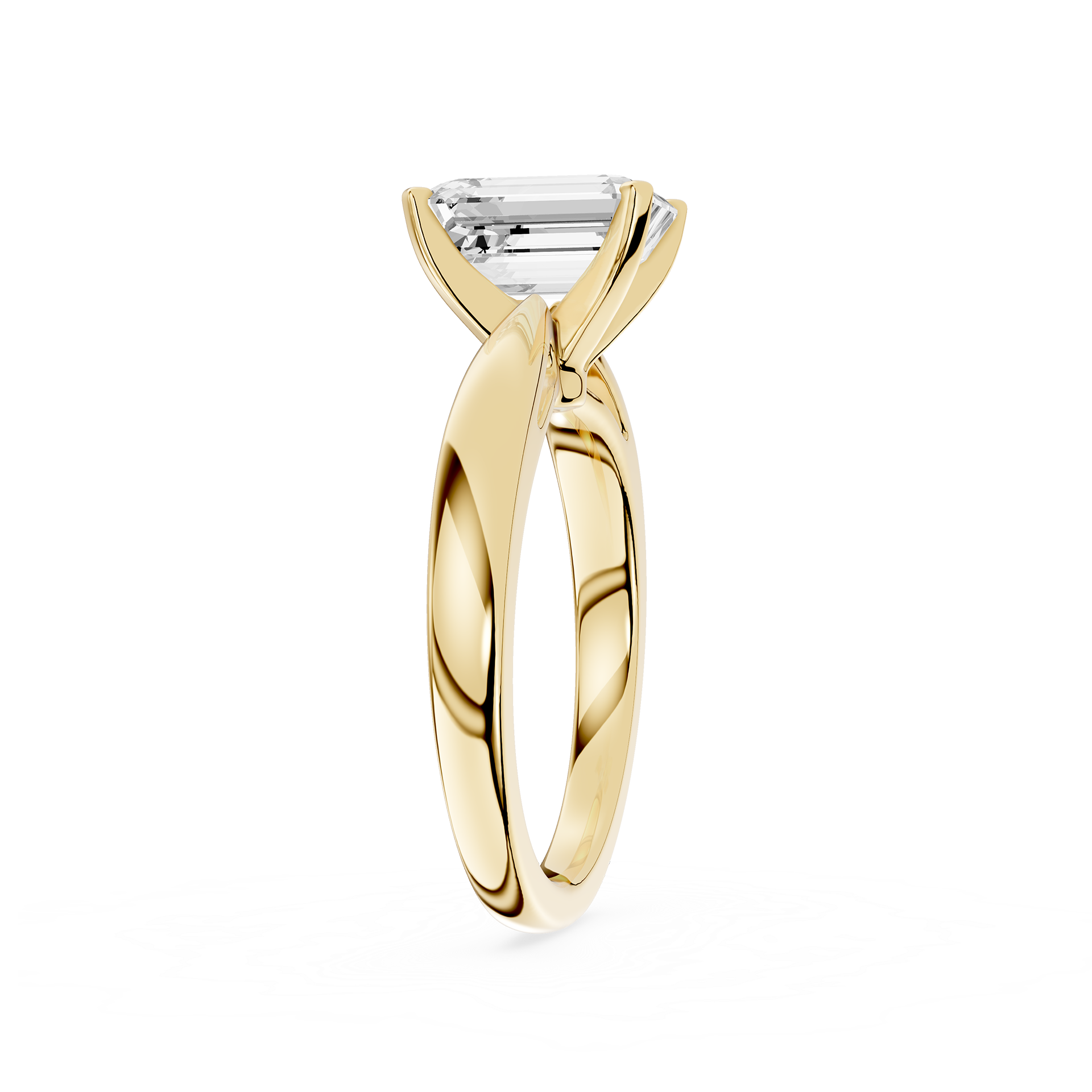 Emerald Cut Lab Diamond Split Shank Solitaire Ring
