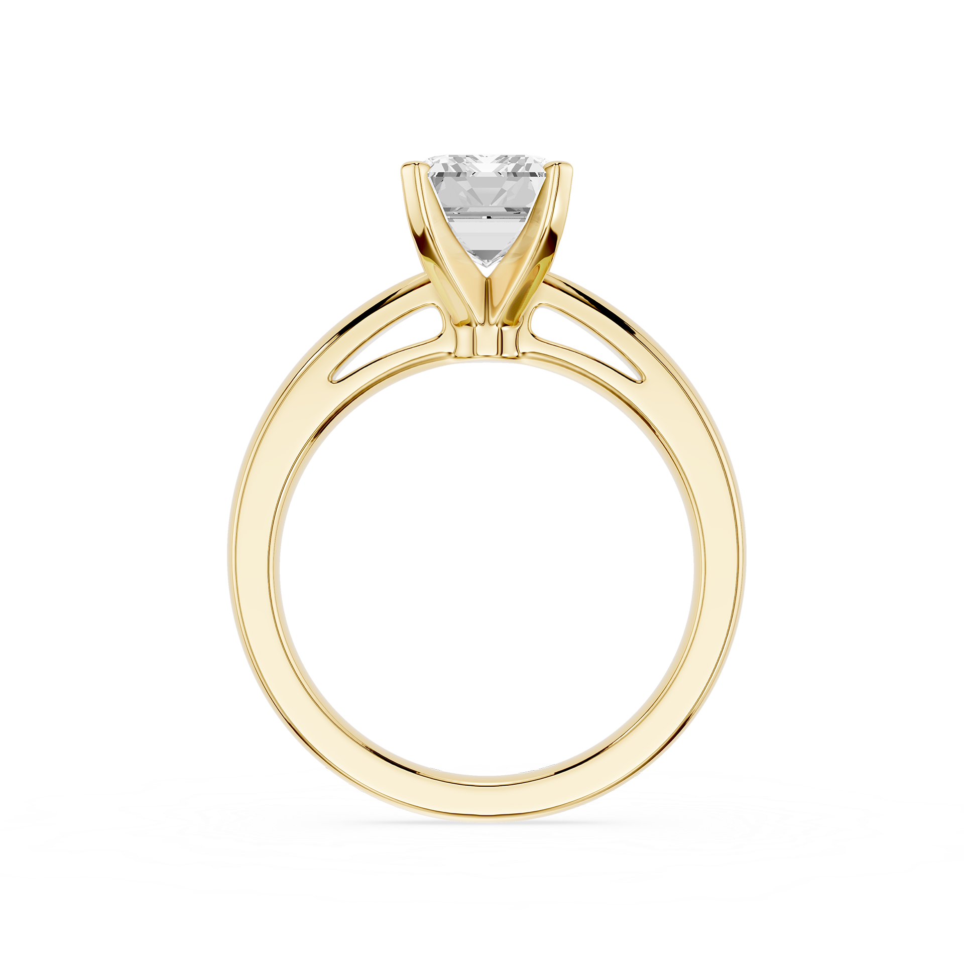 Emerald Cut Lab Diamond Split Shank Solitaire Ring