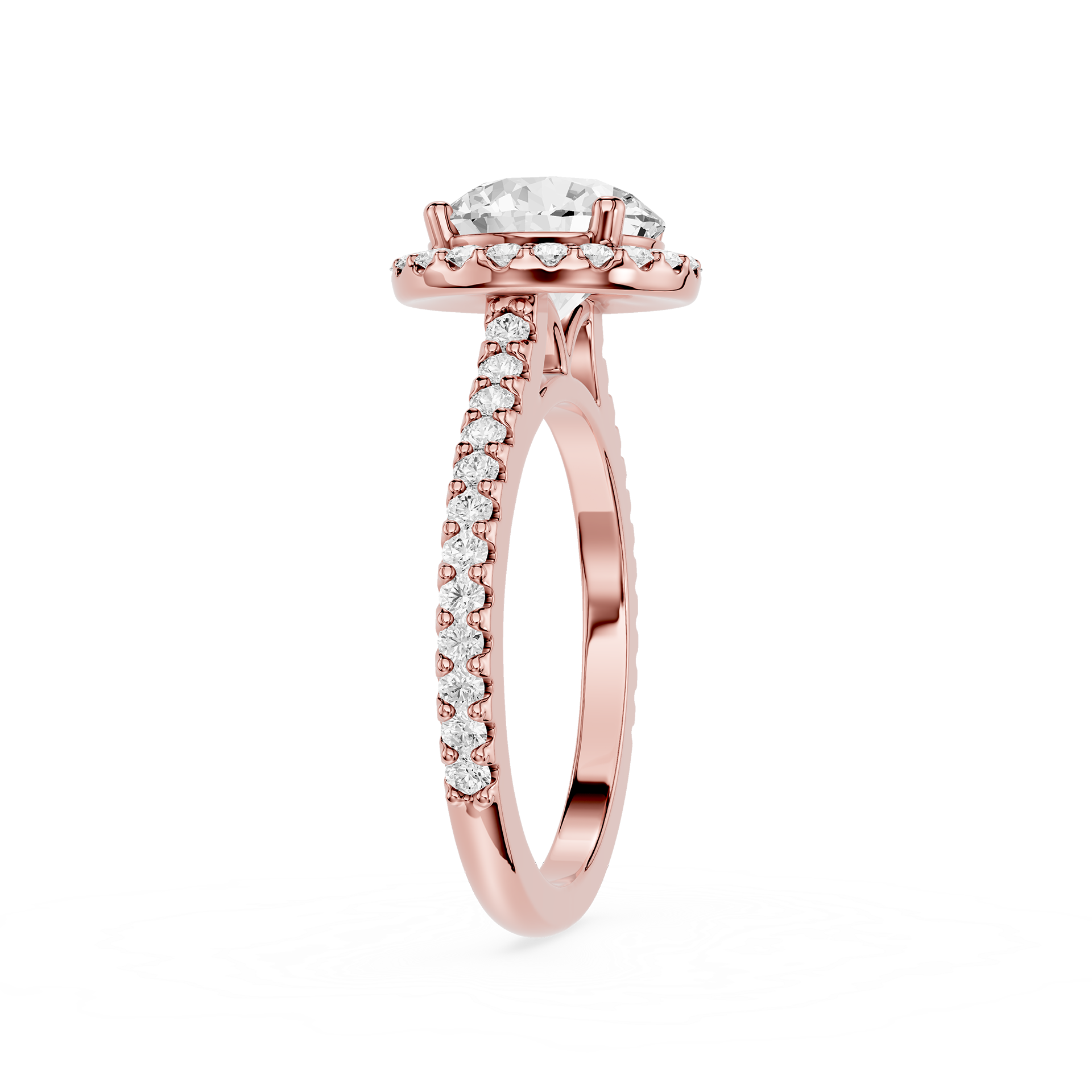 Round Cut Lab Diamond Halo Engagement Pave Ring