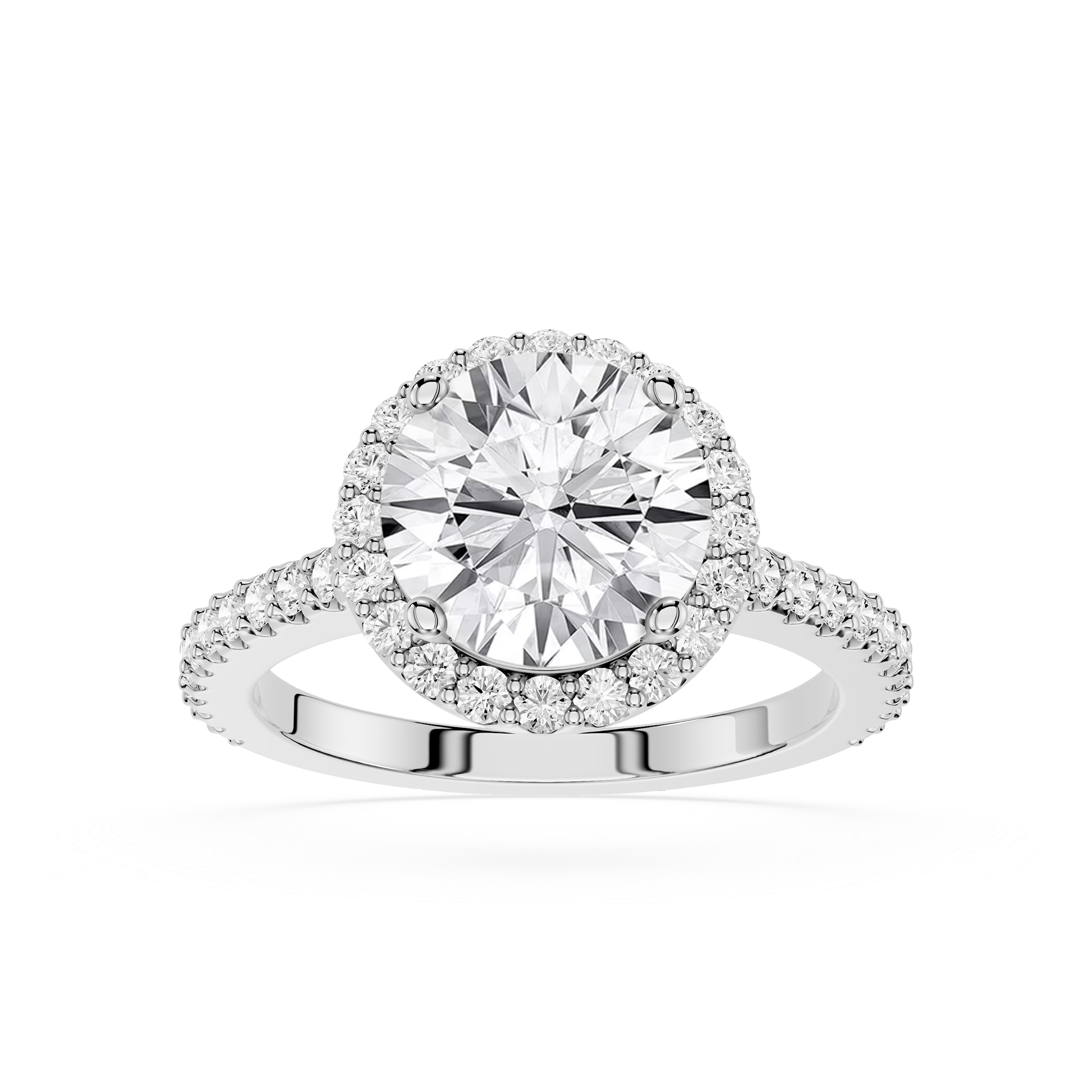 Round Cut Lab Diamond Halo Engagement Pave Ring