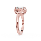 Emerald Cut Lab Diamond Halo Split Shank Ring