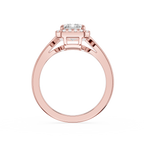Emerald Cut Lab Diamond Halo Split Shank Ring