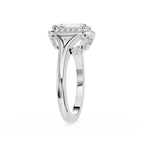 Emerald Cut Lab Diamond Halo Split Shank Ring