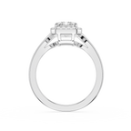 Emerald Cut Lab Diamond Halo Split Shank Ring