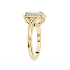 Emerald Cut Lab Diamond Halo Split Shank Ring