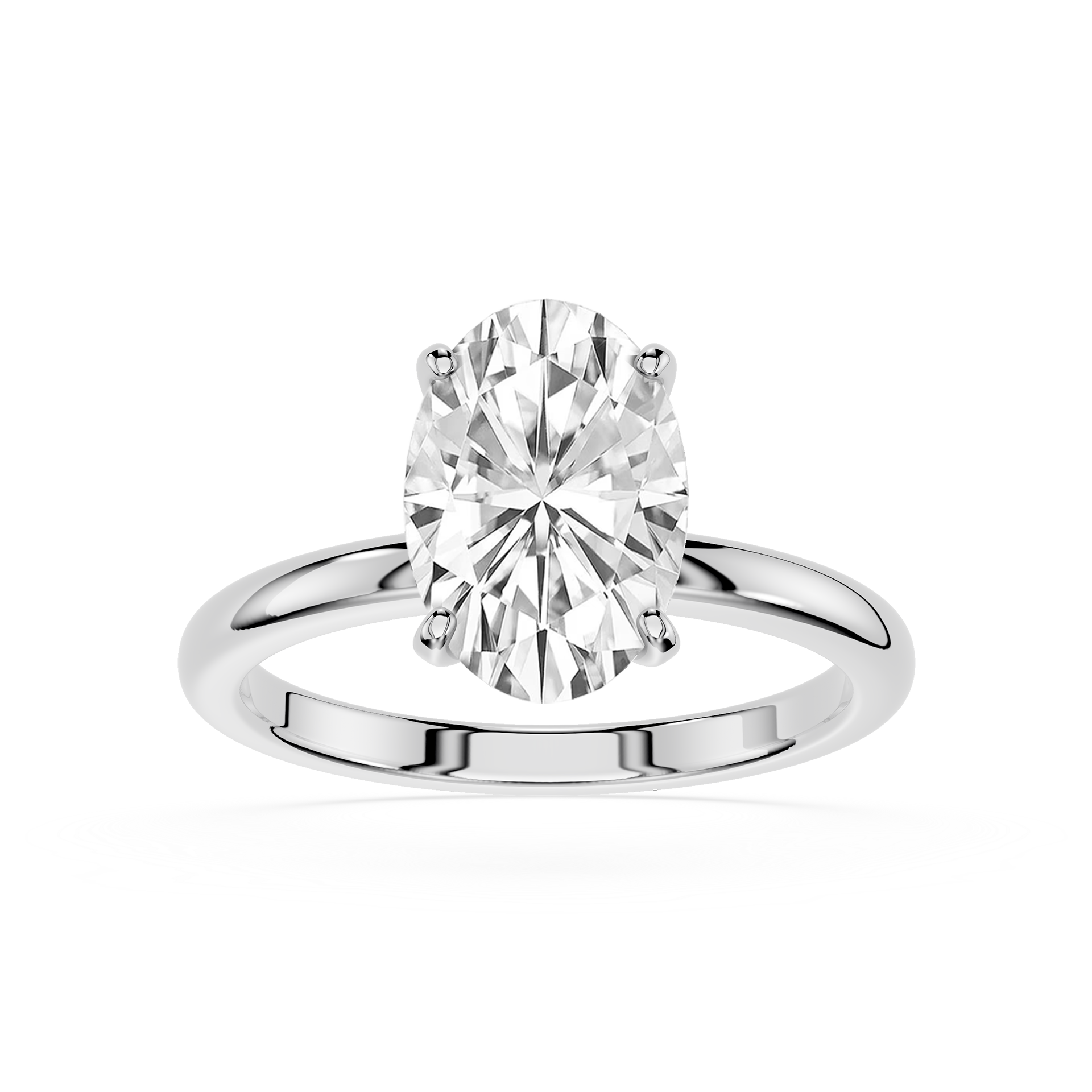Oval Cut Lab Diamond Four Prong Solitaire Ring