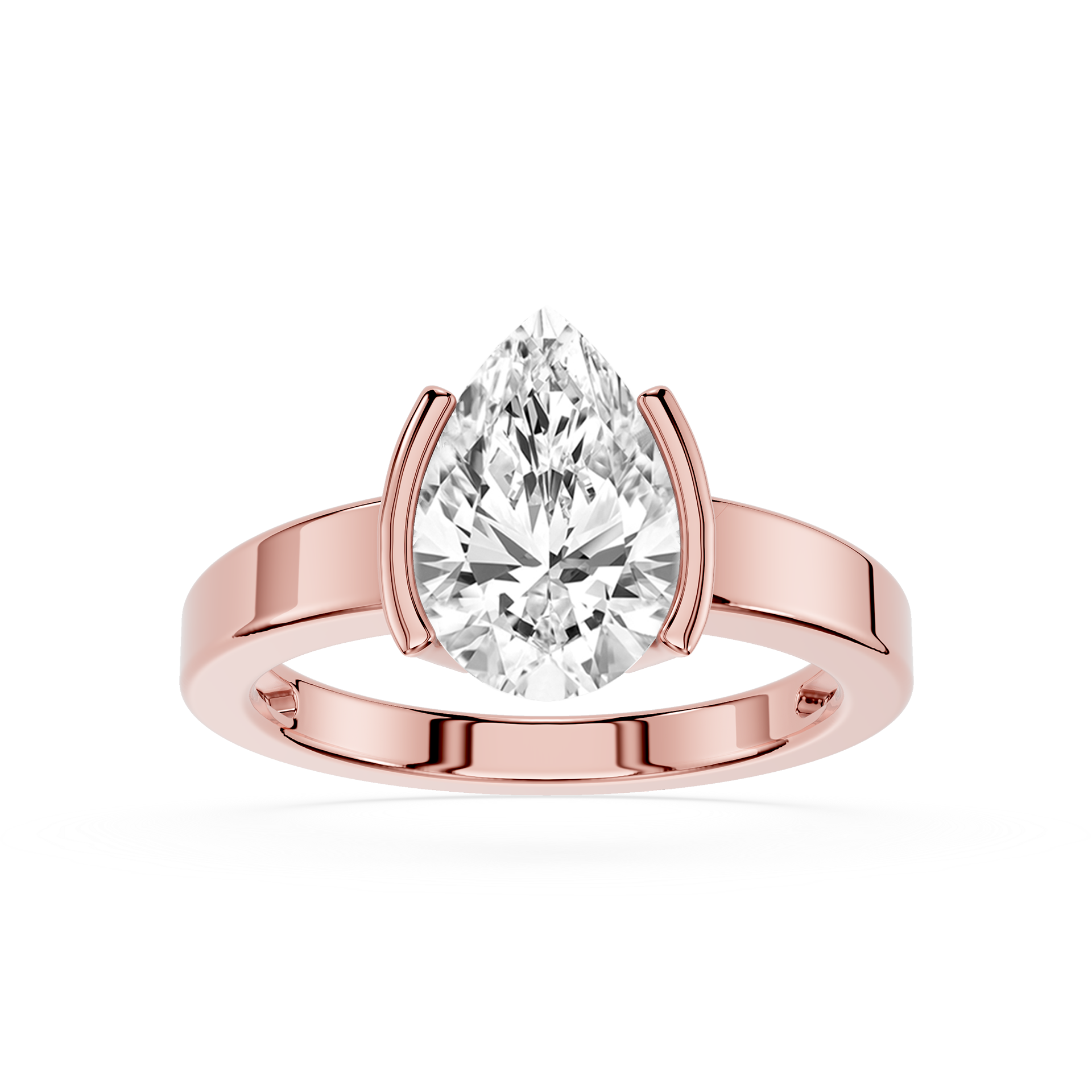 Pear Cut Lab Diamond Two Prong Solitaire Ring