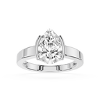 Pear Cut Lab Diamond Two Prong Solitaire Ring