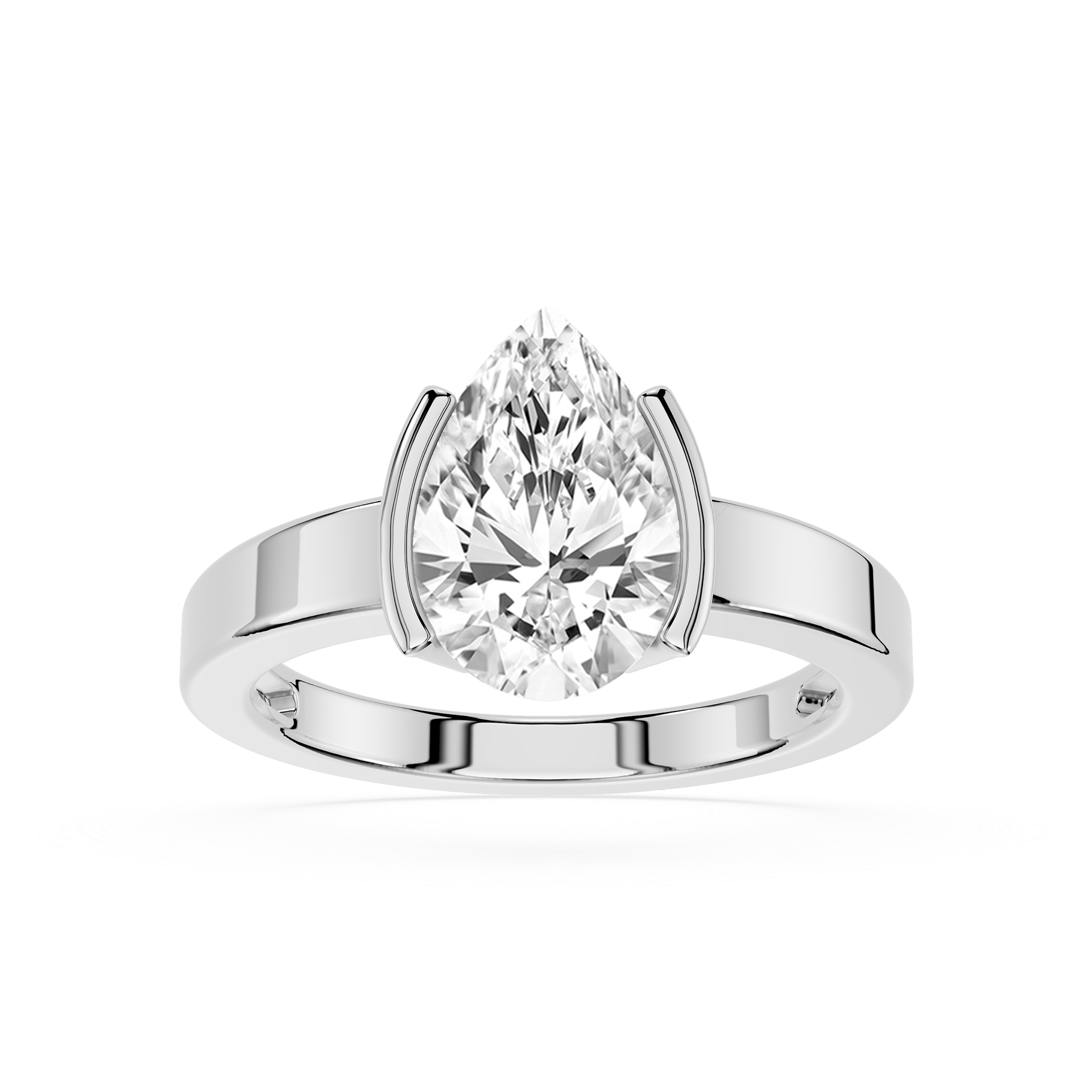 Pear Cut Lab Diamond Two Prong Solitaire Ring
