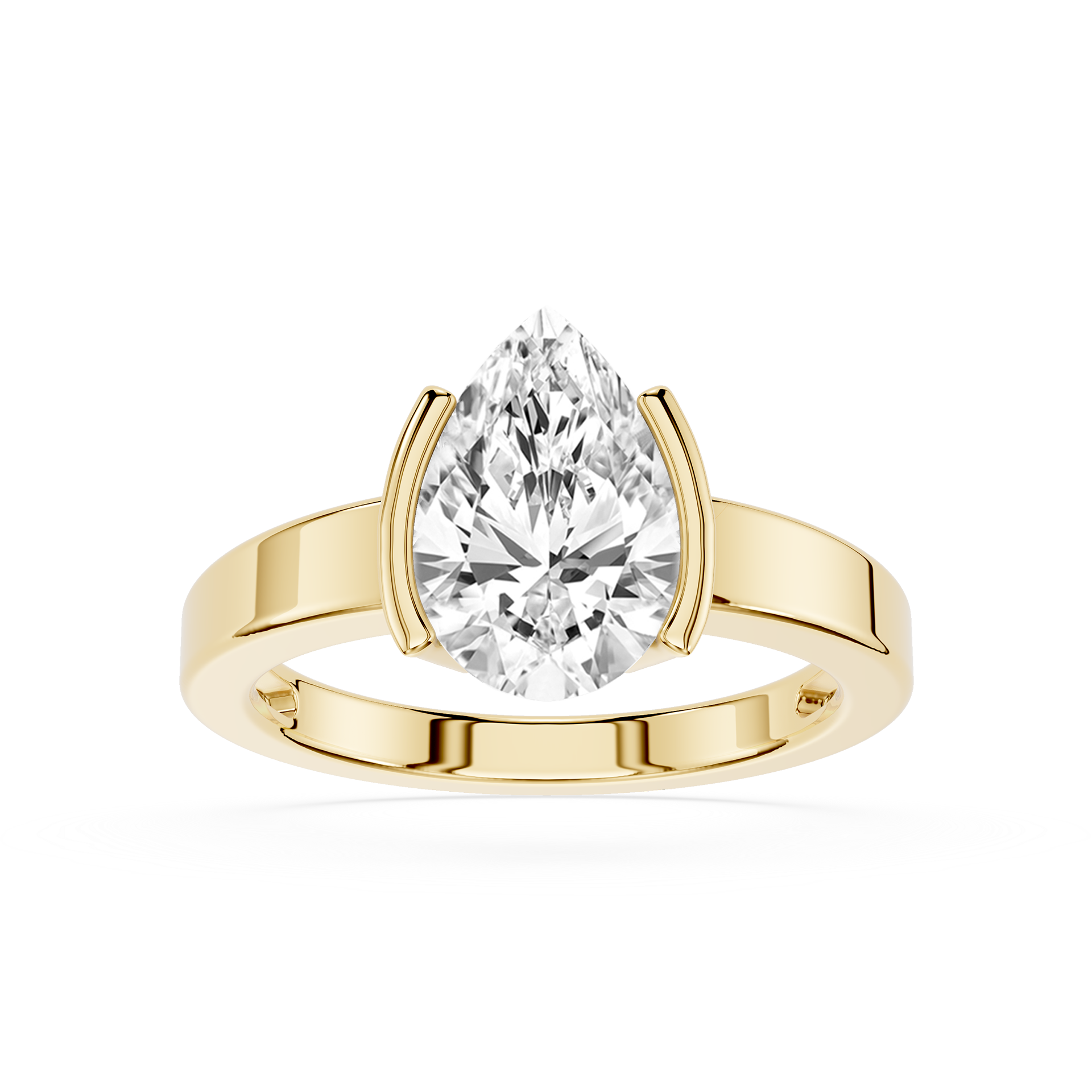 Pear Cut Lab Diamond Two Prong Solitaire Ring