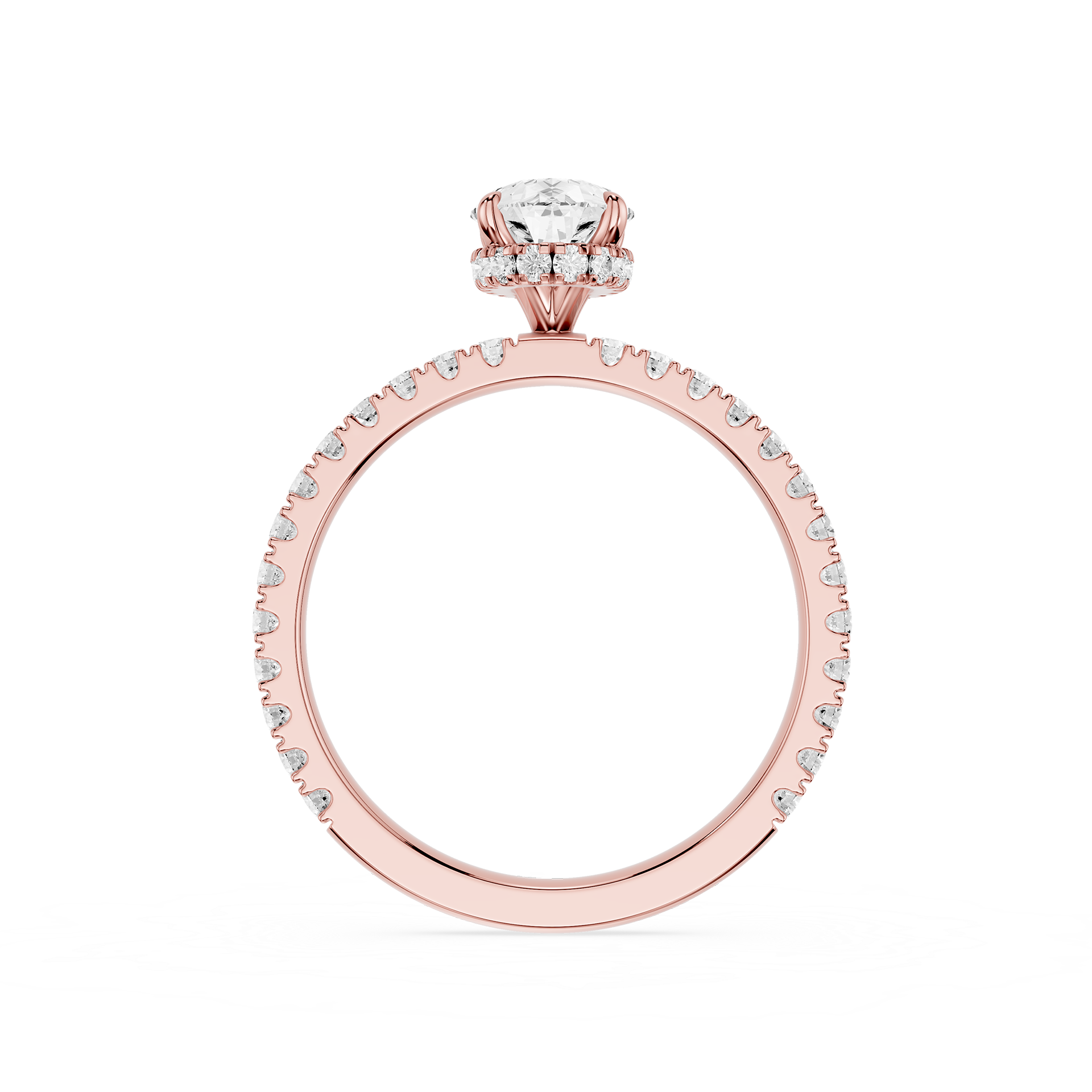 Pear Cut Lab Diamond Pave Band Solitaire Ring