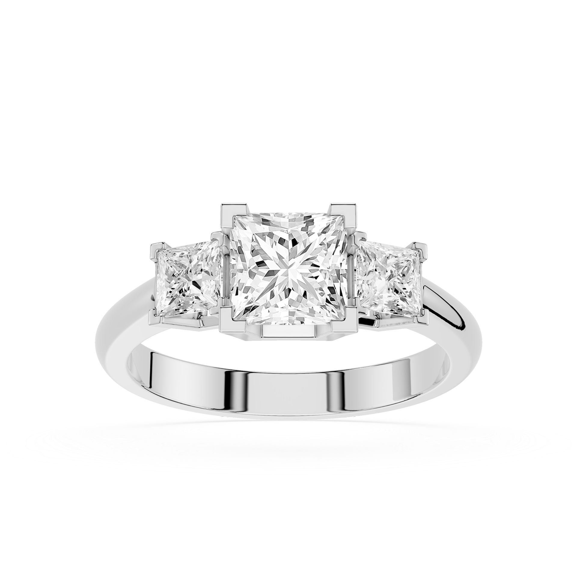 Princess Cut Lab Diamond Three Stone Ring
