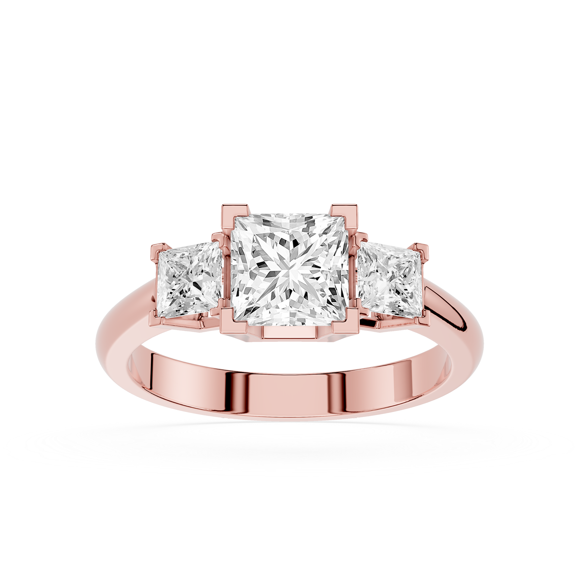 Princess Cut Lab Diamond Three Stone Ring