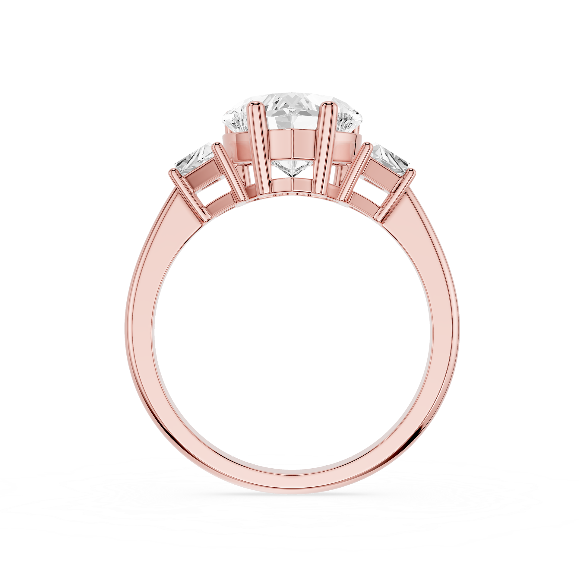Heart Cut Lab Diamond Three Stone Engagement Ring
