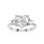 Heart Cut Lab Diamond Three Stone Engagement Ring
