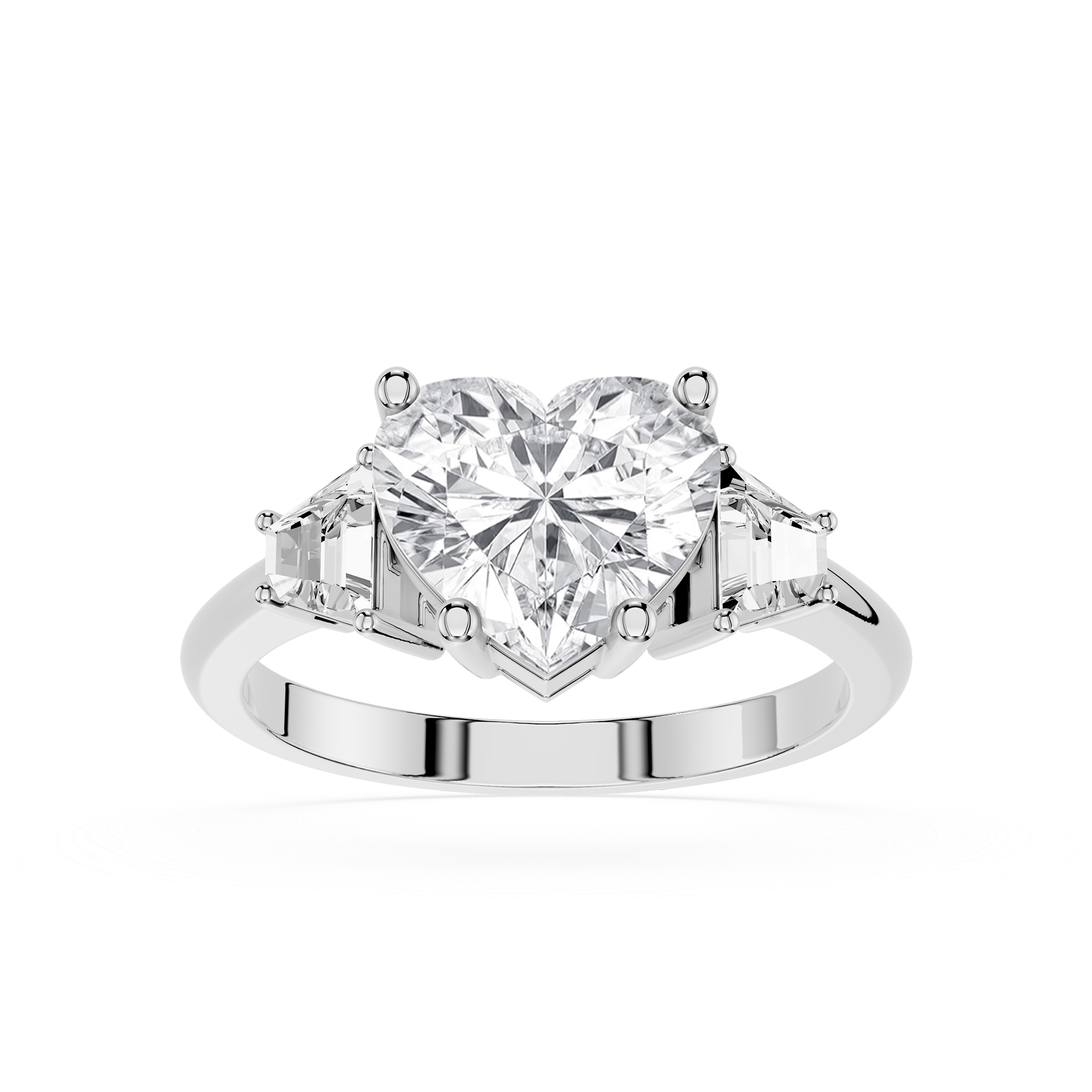 Heart Cut Lab Diamond Three Stone Engagement Ring