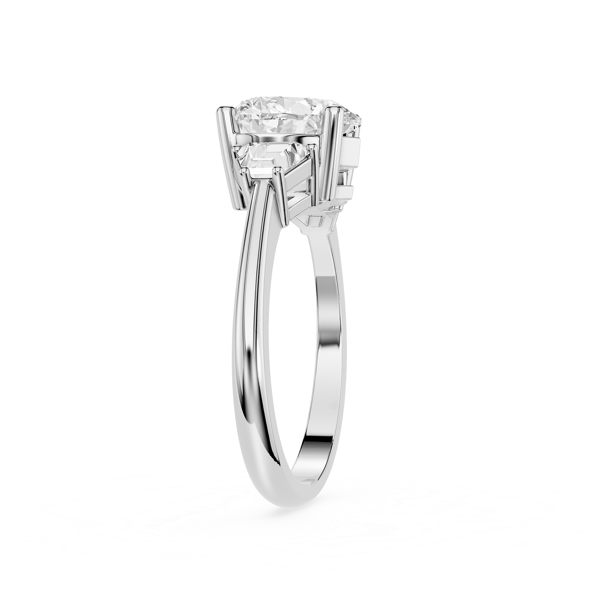 Heart Cut Lab Diamond Three Stone Engagement Ring