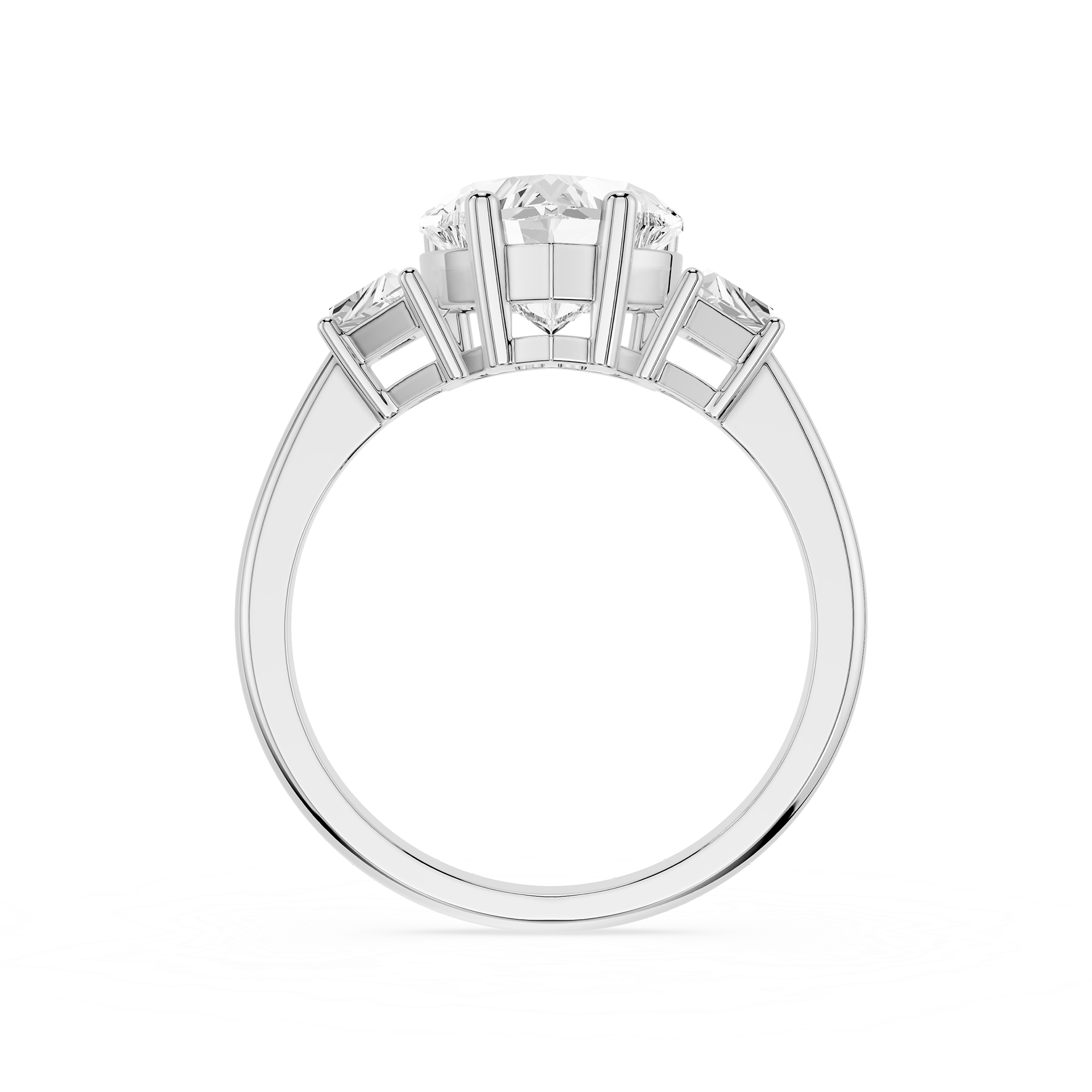 Heart Cut Lab Diamond Three Stone Engagement Ring