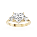 Heart Cut Lab Diamond Three Stone Engagement Ring