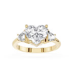 Heart Cut Lab Diamond Three Stone Engagement Ring