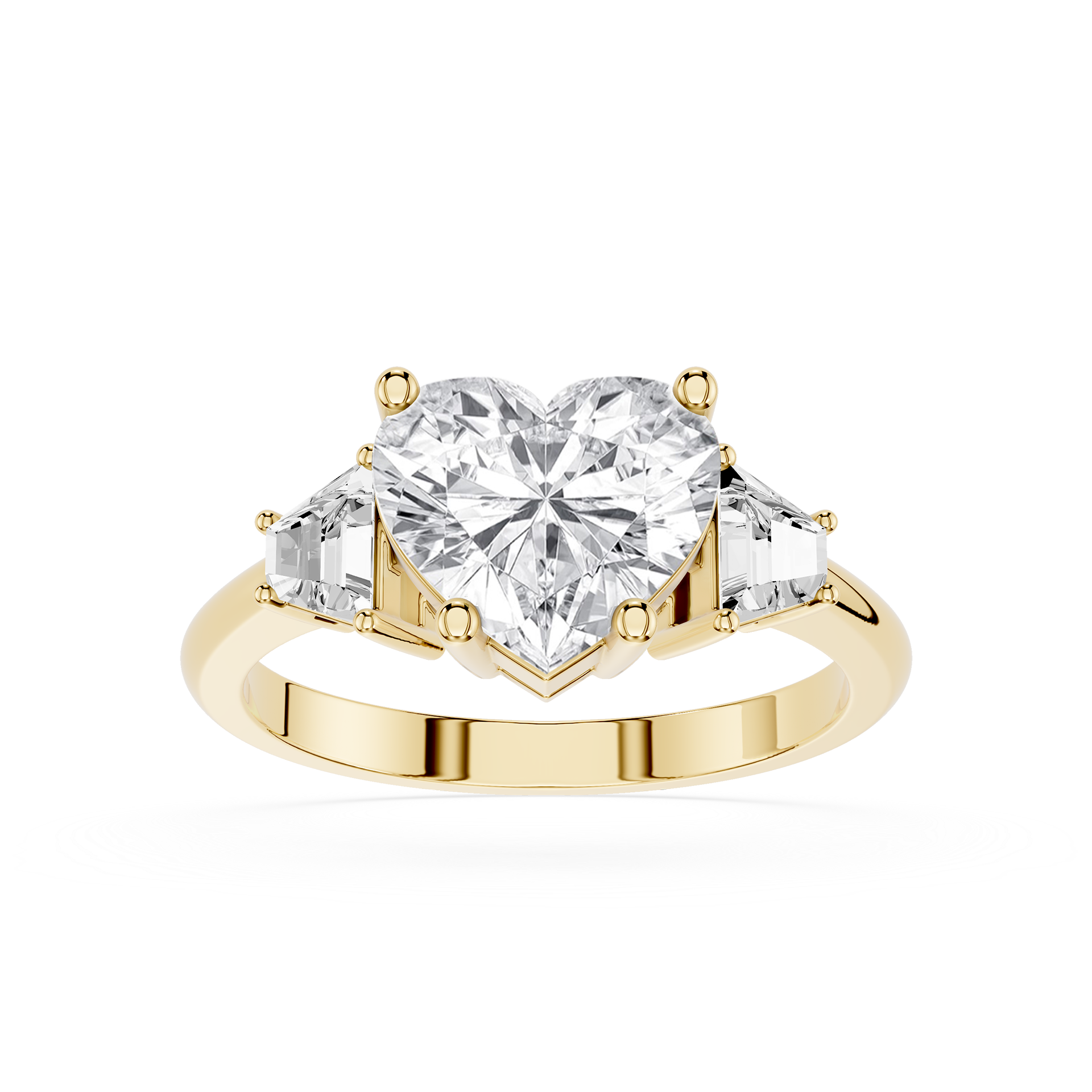 Heart Cut Lab Diamond Three Stone Engagement Ring