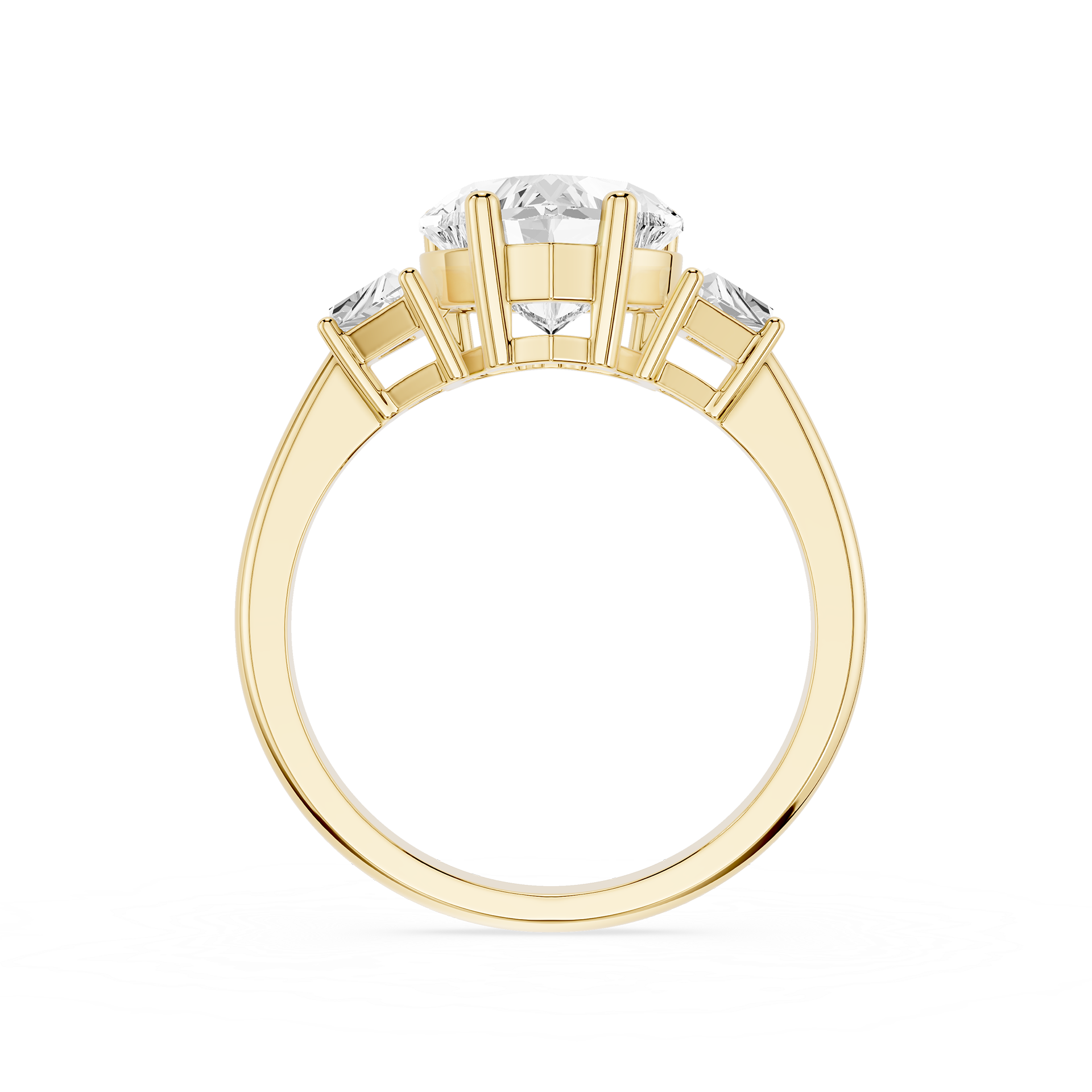 Heart Cut Lab Diamond Three Stone Engagement Ring
