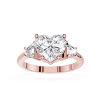 Heart Cut Lab Diamond Three Stone Engagement Ring