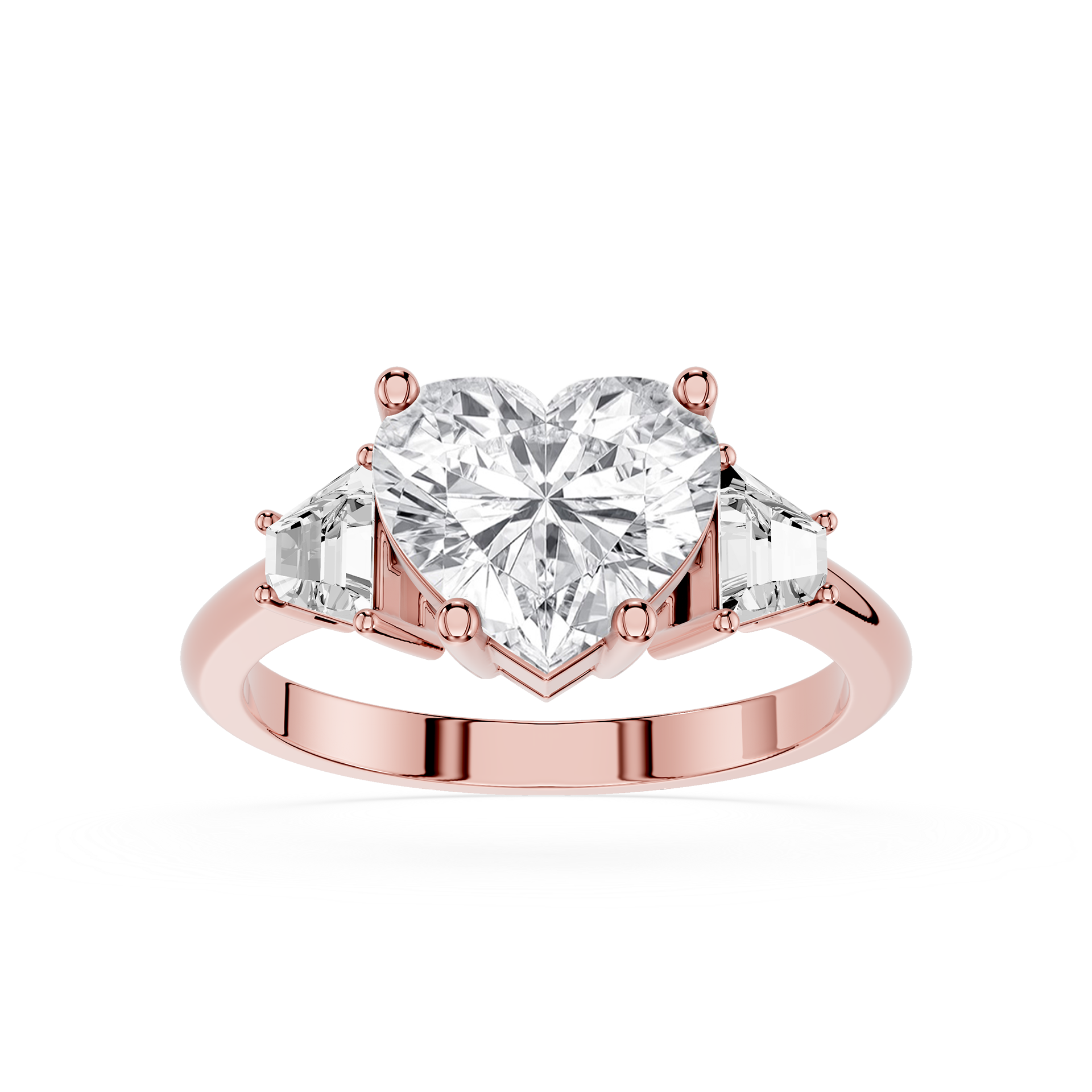 Heart Cut Lab Diamond Three Stone Engagement Ring