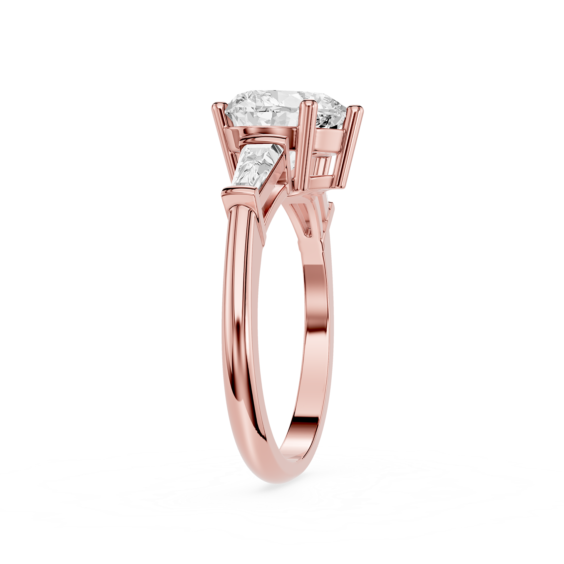 Heart Cut Lab Diamond Baguette Three Stone Ring