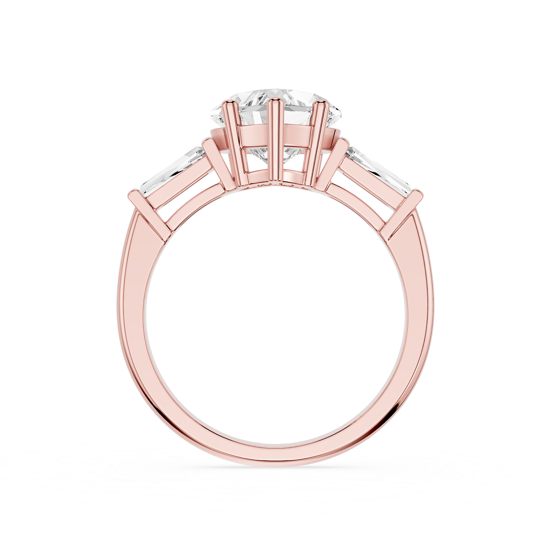 Heart Cut Lab Diamond Baguette Three Stone Ring