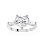 Heart Cut Lab Diamond Baguette Three Stone Ring