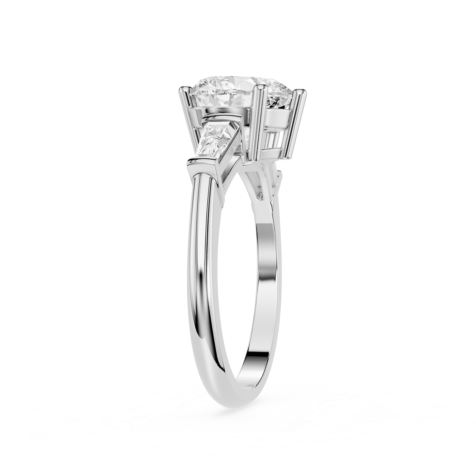Heart Cut Lab Diamond Baguette Three Stone Ring